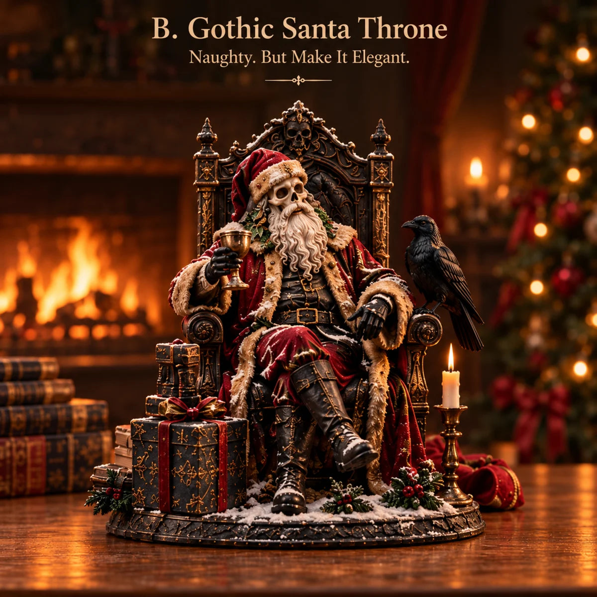 Gothic Santa Throne Christmas figurine