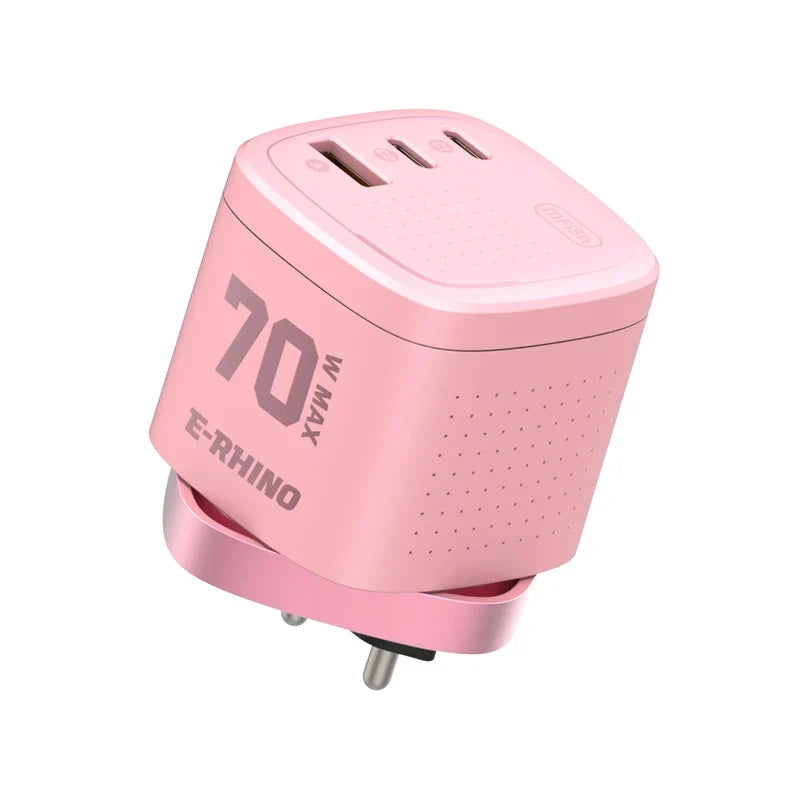 🛡️Global Travel Charger (70W, 3-Port, GaN, Integrated Rotary Plug)