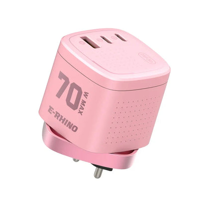 🛡️Global Travel Charger (70W, 3-Port, GaN, Integrated Rotary Plug)