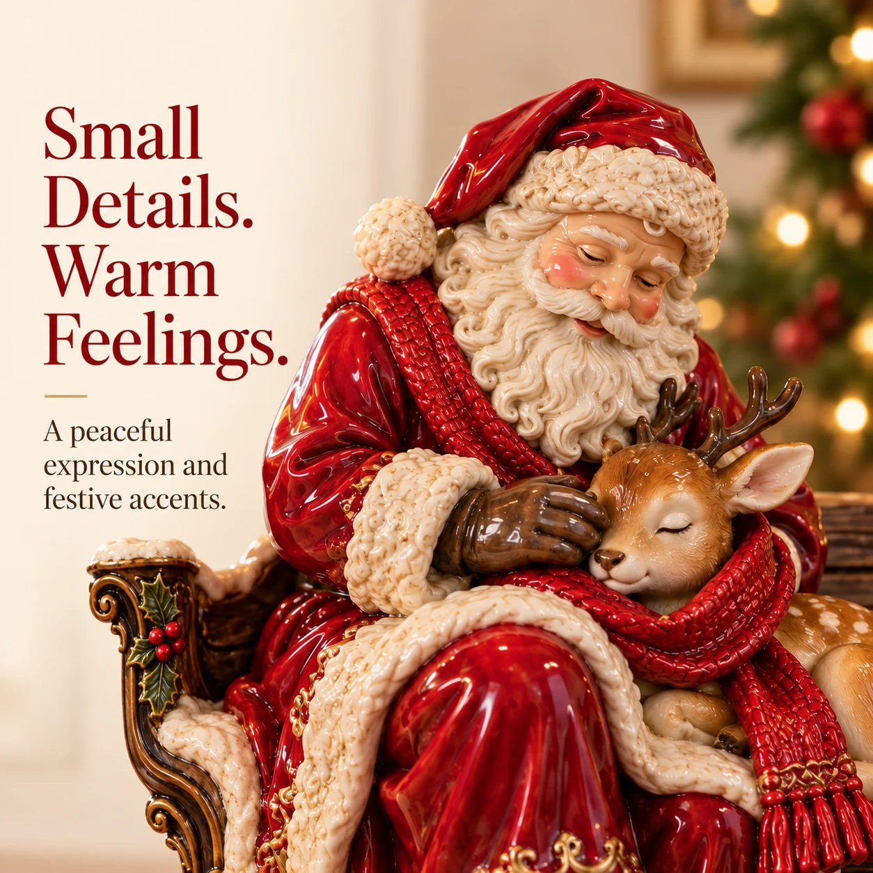 Santa with fawn candleholder — Christmas home decor