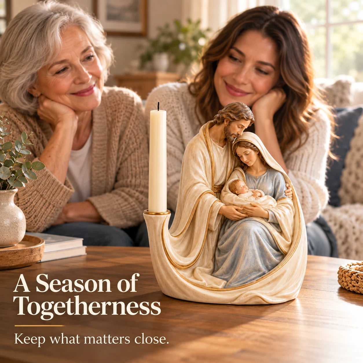 Nativity family candleholder — Christmas home decor