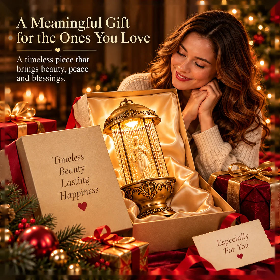 Illustrative gifting scene featuring a vintage oil lamp