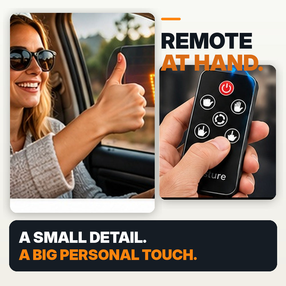 Lifestyle image showing the remote and gesture display together