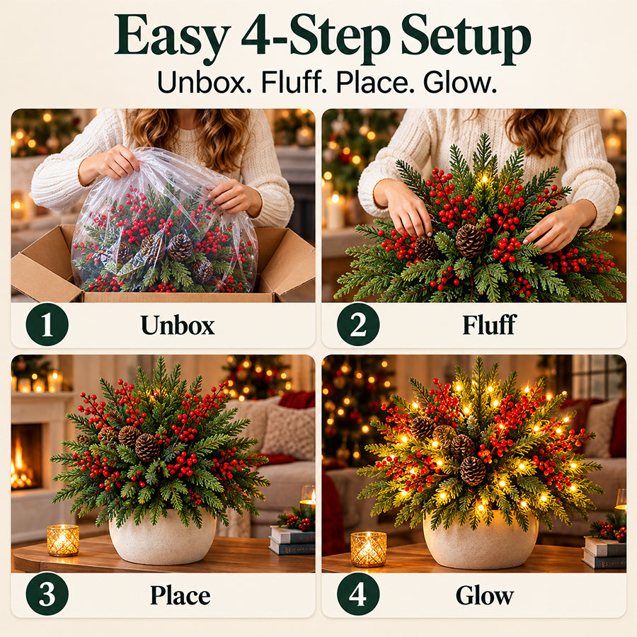 🔥2026 Christmas Sale 50% OFF | Pre-Lit Christmas Evergreen Arrangement