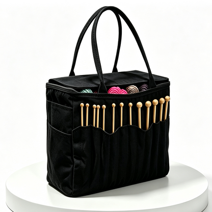 🧶 Autumn Hot Sale 50% OFF NOW! 👝 Canvas Yarn Storage Bag with Needle Pockets‑Portable Knitting Tote Organizer, Large Capacity Crochet Bag for Yarn Balls, Hooks & Accessories