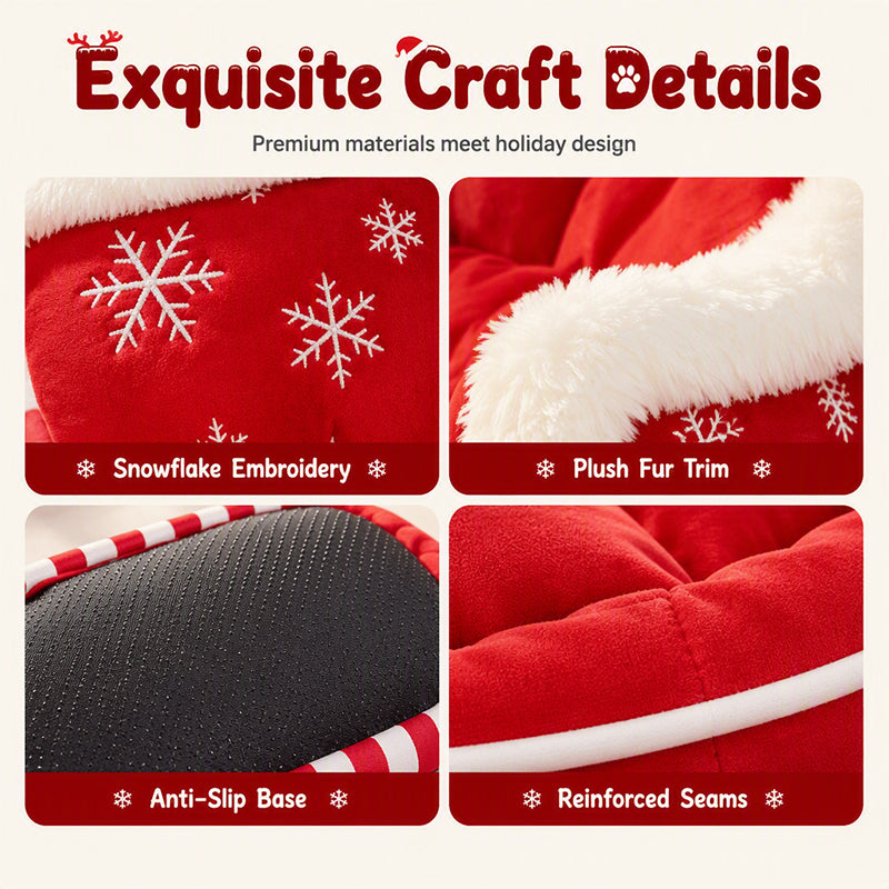 🎄🛷 Santa’s Little Rider Cozy Pet Sleigh – Festive Holiday Bed with Removable Cushion