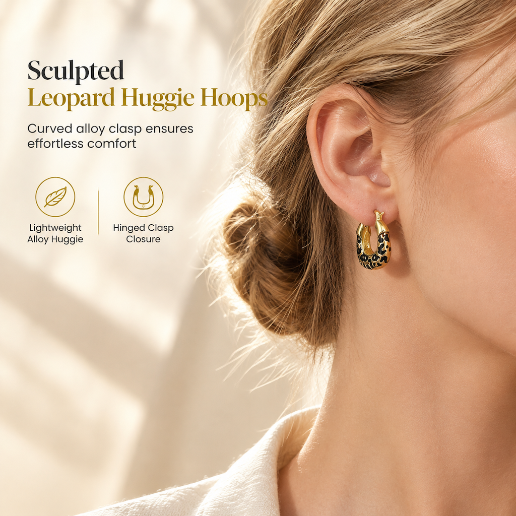 🐆 Vintage Leopard Print U-Shaped Hoop Earrings for Women