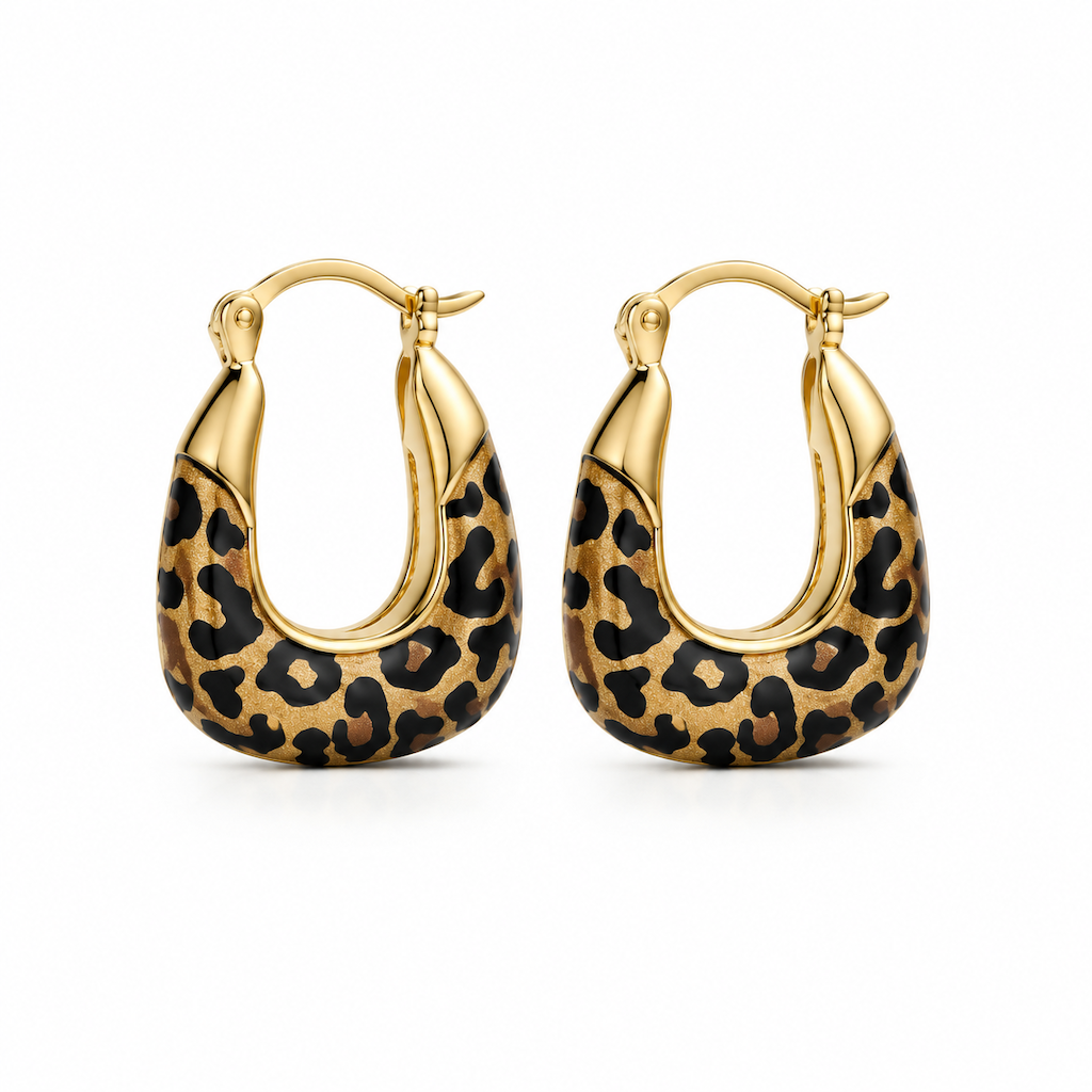 🐆 Vintage Leopard Print U-Shaped Hoop Earrings for Women