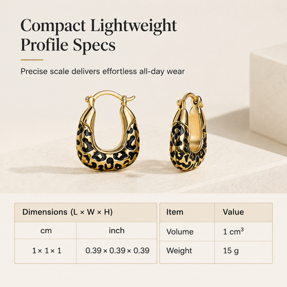 🐆 Vintage Leopard Print U-Shaped Hoop Earrings for Women