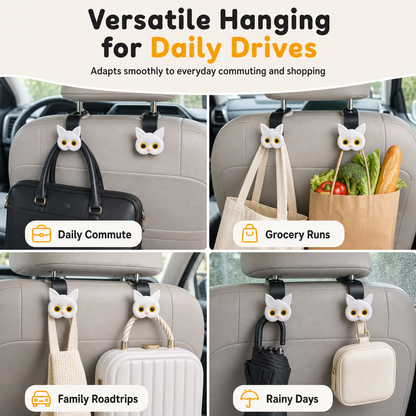 🐱 Cartoon Cat Car Seat Headrest Hooks