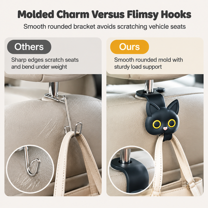 🐱 Cartoon Cat Car Seat Headrest Hooks