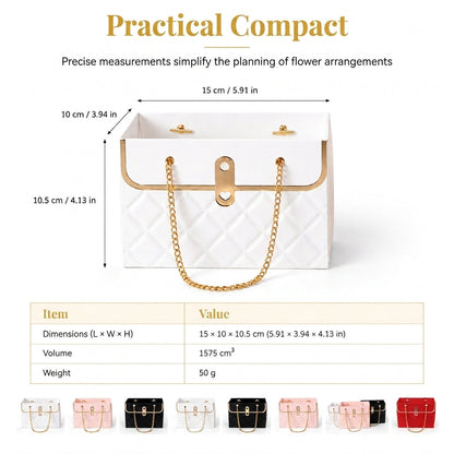 🌹 Elegant Embossed Flower Gift Bag with Metallic Chain Handle – Premium Bouquet & Gift Packaging 💐