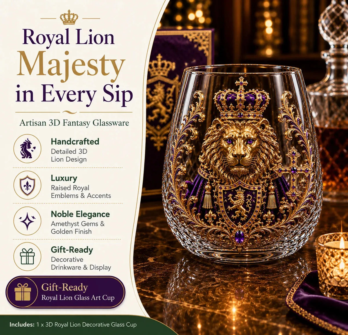 Detailed crowned lion decoration