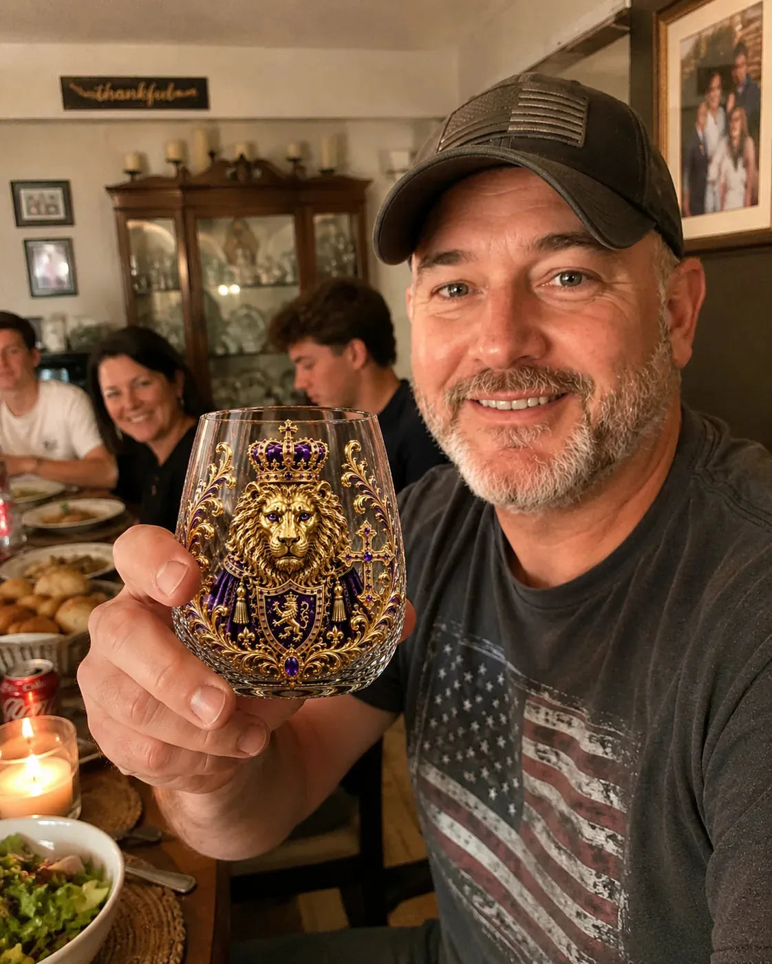 Adult holding the Royal Lion whiskey glass