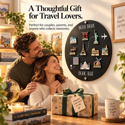 🌍✈️ Been There, Done That Travel Magnet Display Board – Round Souvenir Magnet Wall Organizer, Personalized Travel Memory Decor & Unique Gifts for Travelers