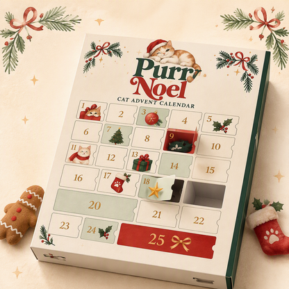 Cat Advent Calendar 2026 - 25 Days of Christmas Treats for Kittens, Holiday Gift Box with Interactive Toys & Snacks