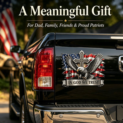 🦅 In God We Trust Bald Eagle American Flag Car Emblem Badge