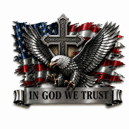 🦅 In God We Trust Bald Eagle American Flag Car Emblem Badge